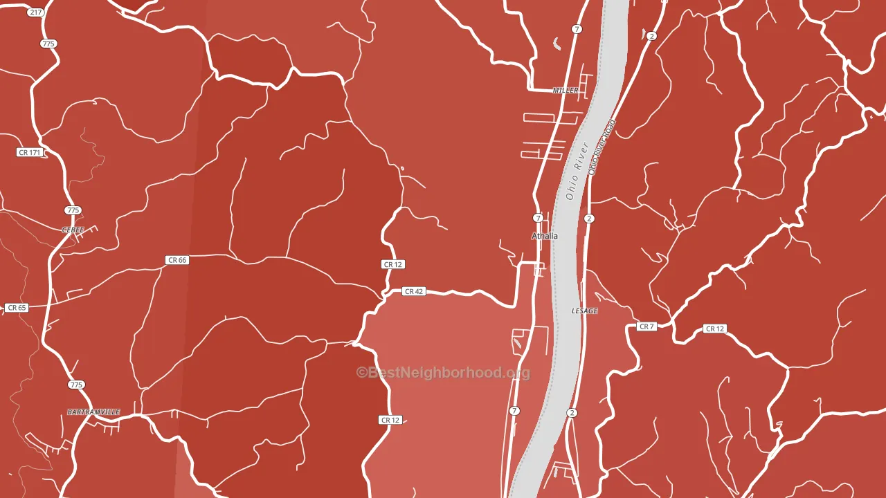 Athalia, OH block-group political-lean map