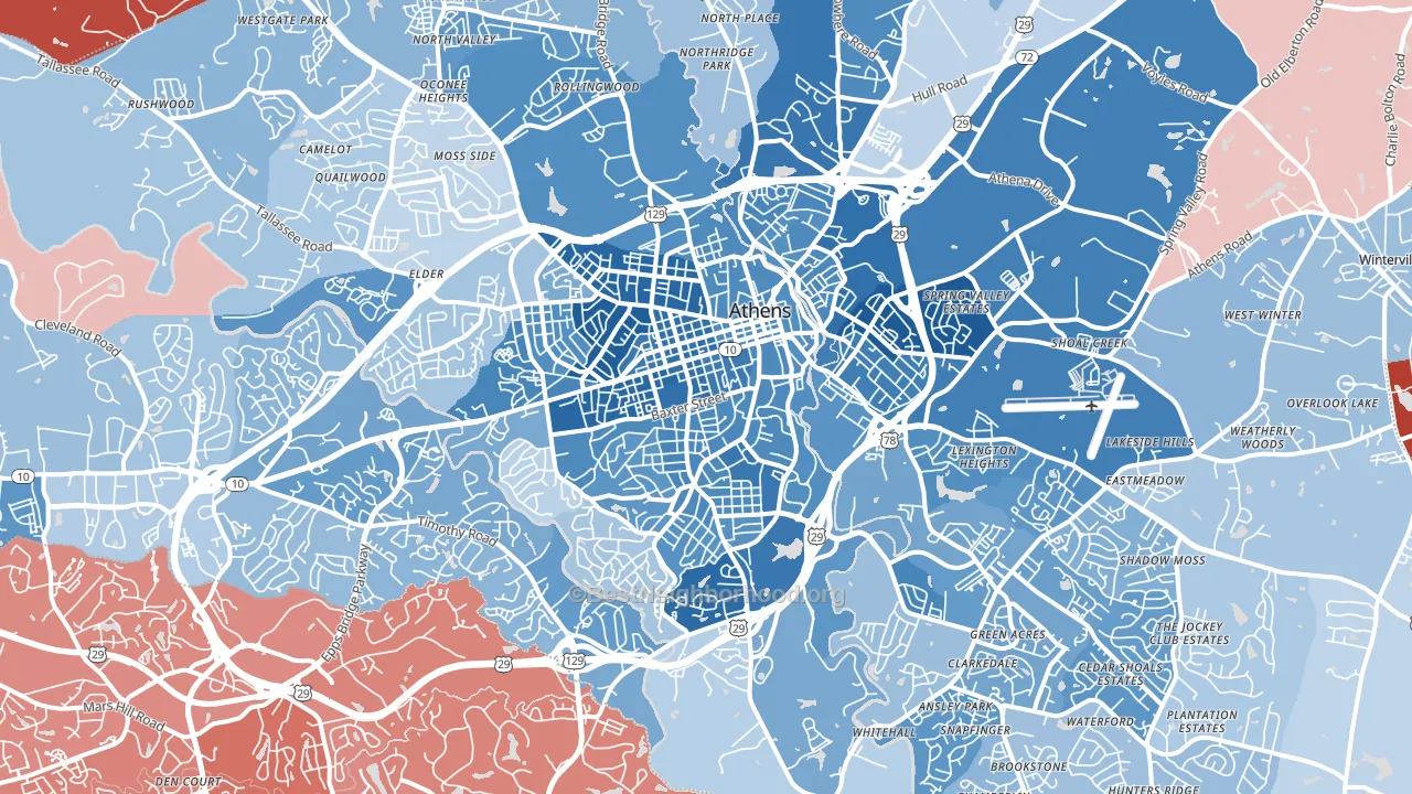 Athens, GA block-group political-lean map