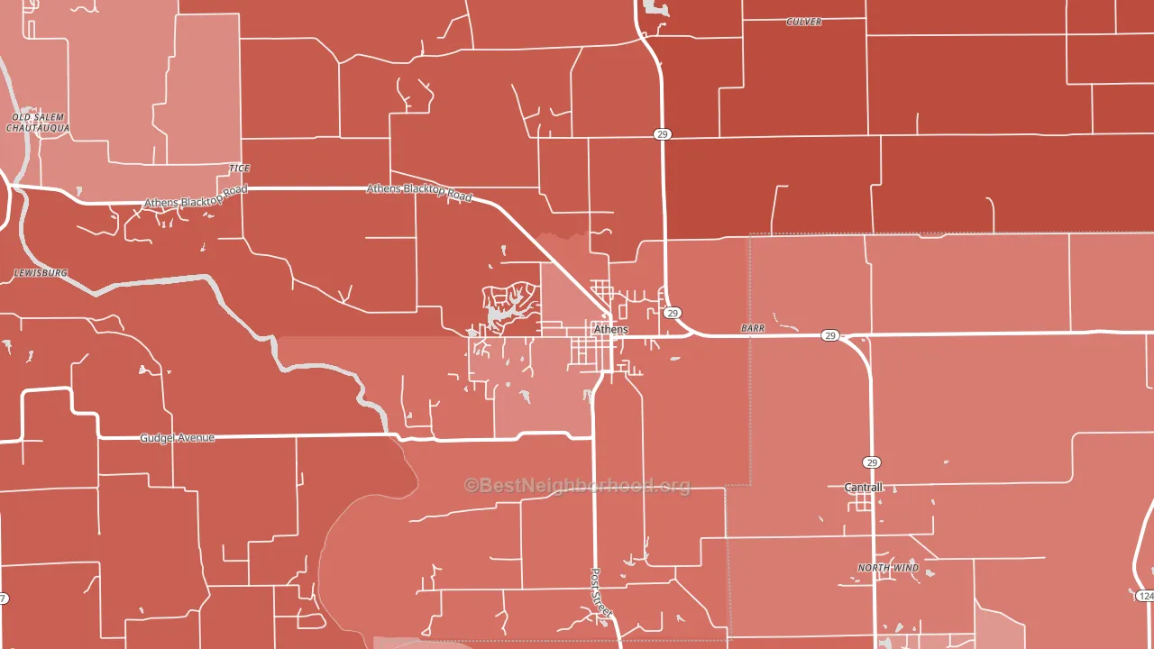 Athens, IL block-group political-lean map