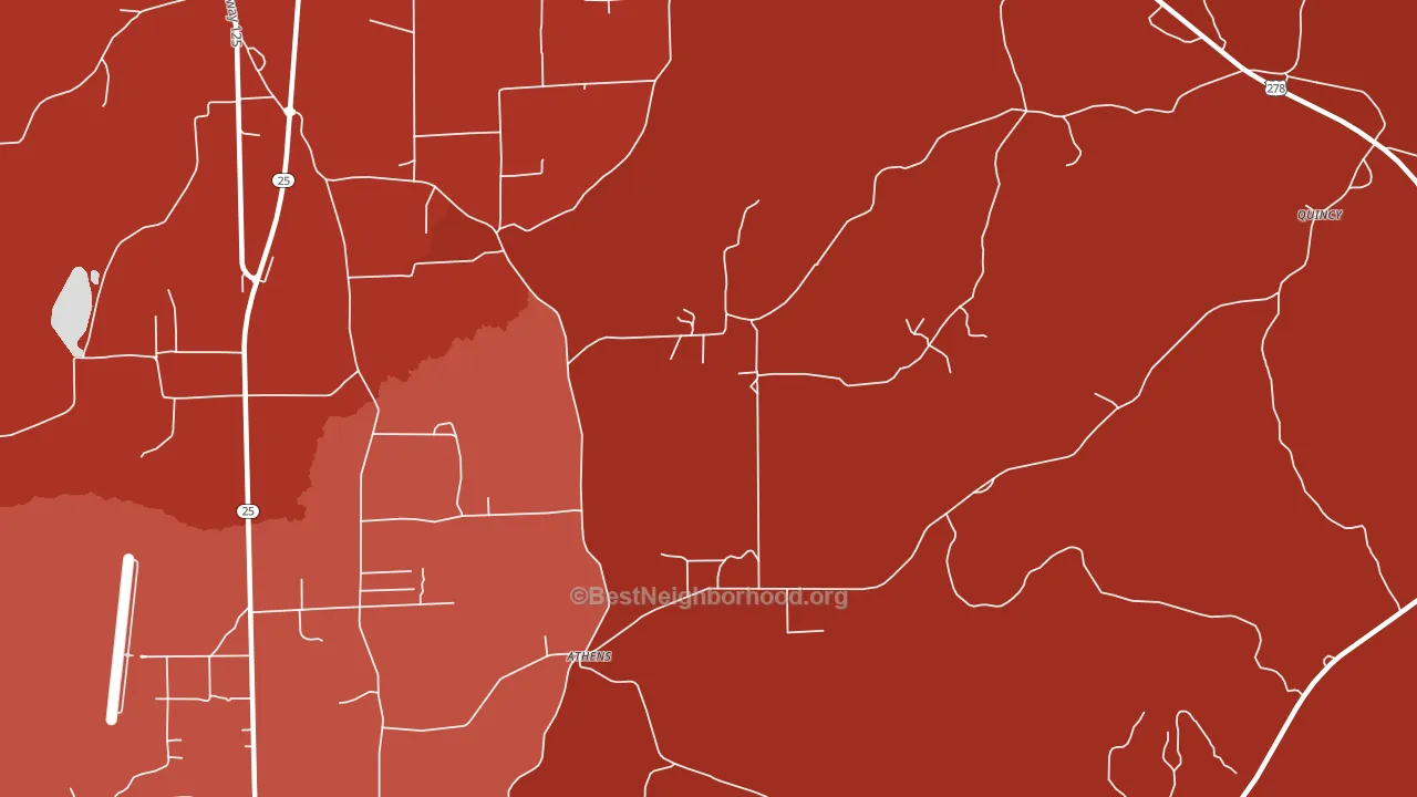 Athens, MS block-group political-lean map