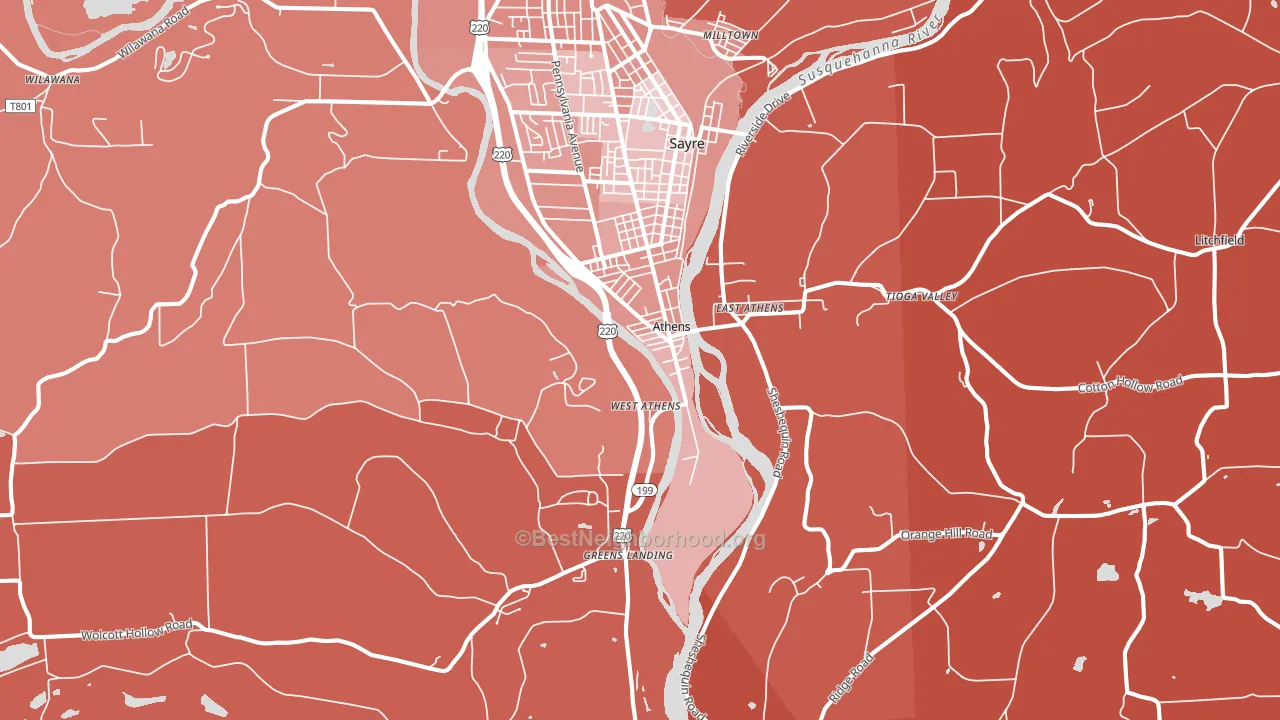 Athens, PA block-group political-lean map
