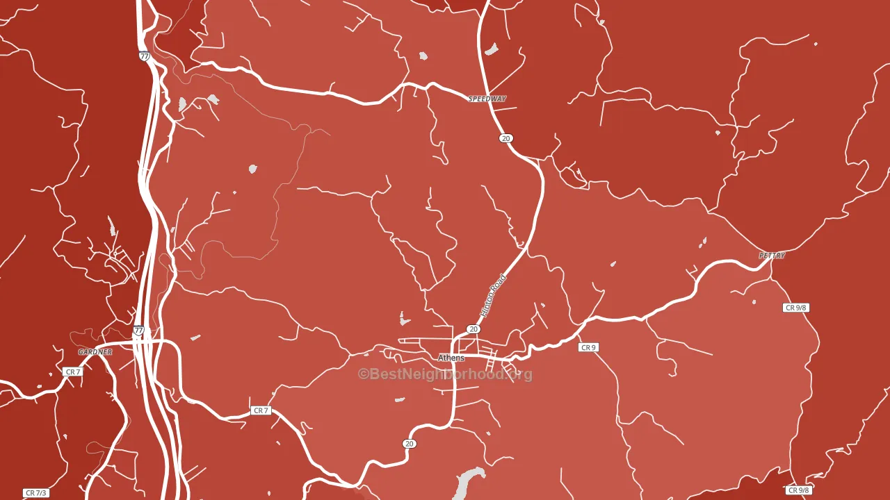 Athens, WV block-group political-lean map