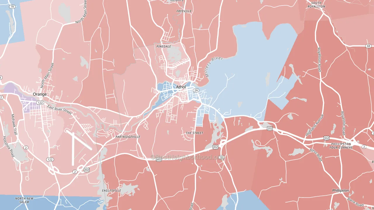 Athol, MA block-group political-lean map