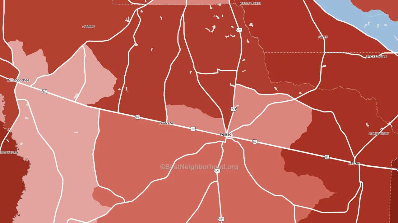 Atkinson County, GA block-group political-lean map