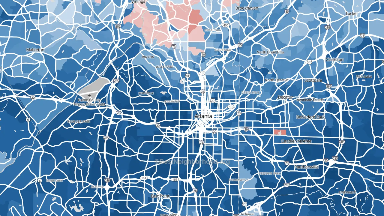Atlanta, GA block-group political-lean map