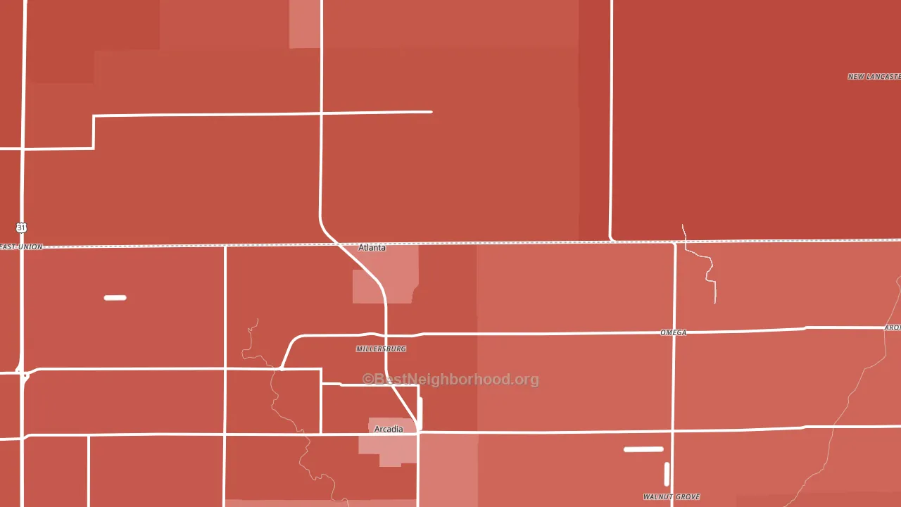 Atlanta, IN block-group political-lean map