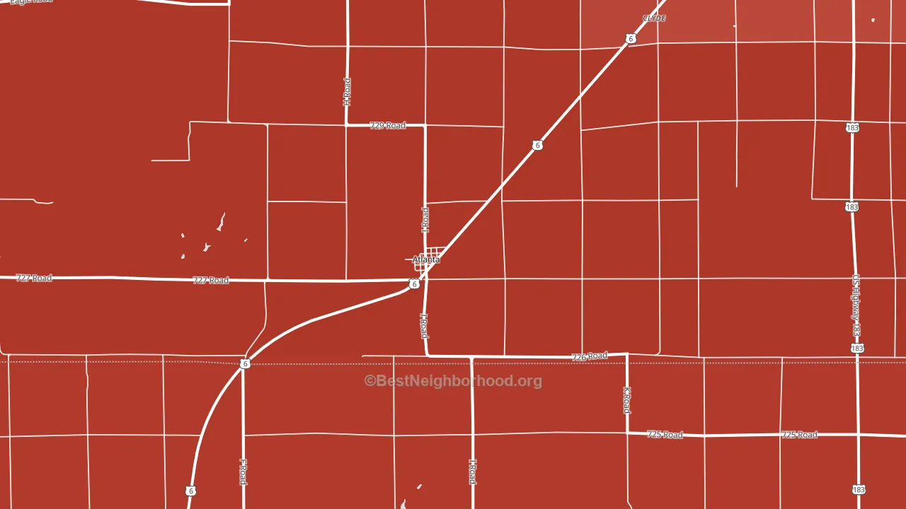 Atlanta, NE block-group political-lean map