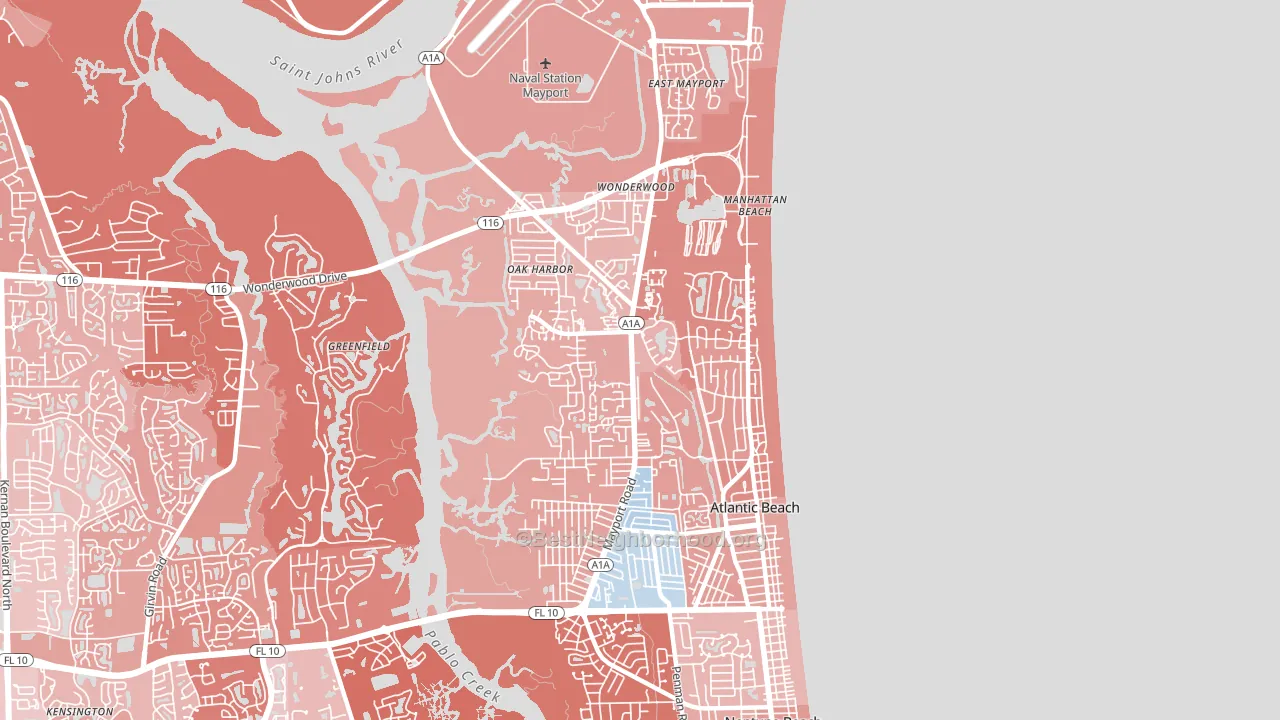 Atlantic Beach, FL block-group political-lean map