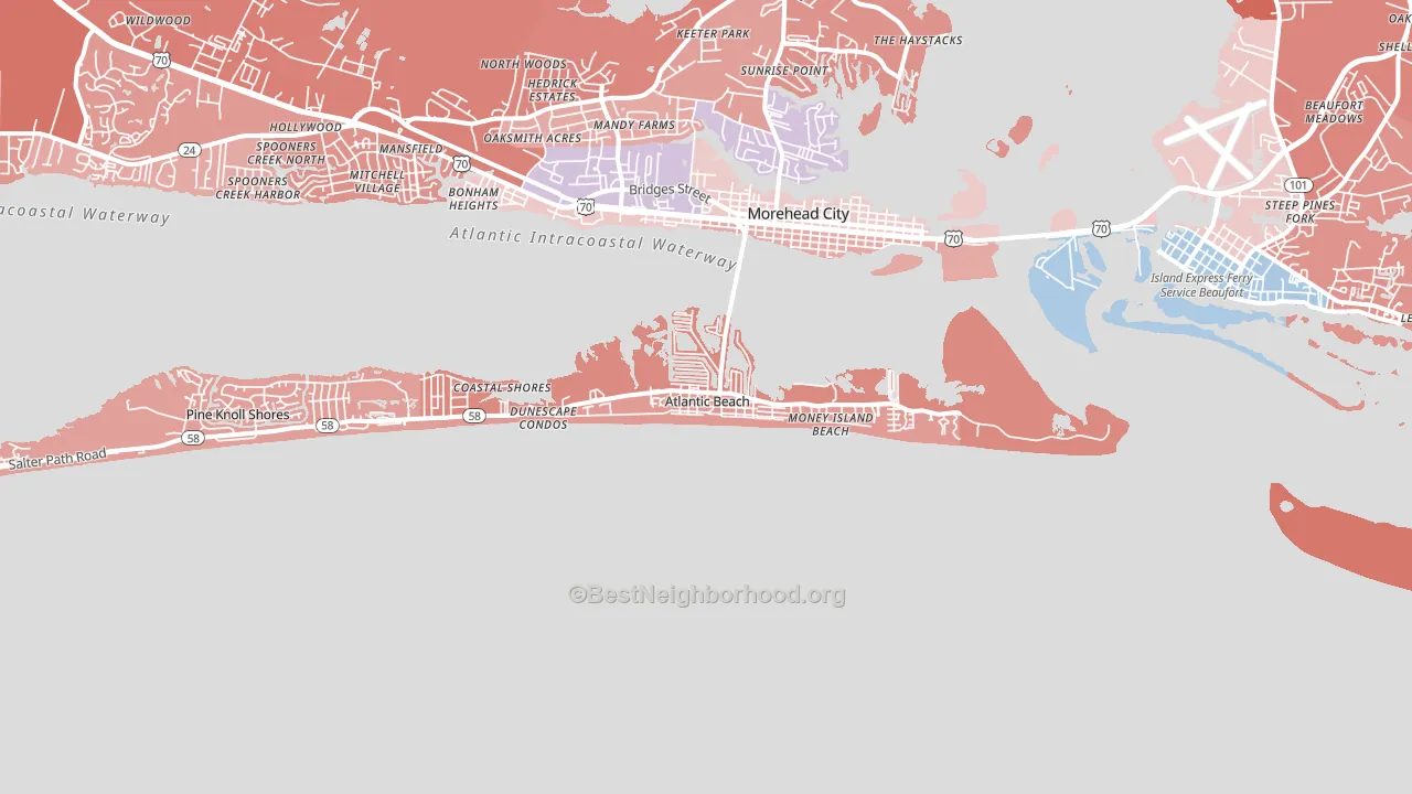 Atlantic Beach, NC block-group political-lean map