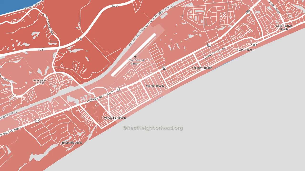 Atlantic Beach, SC block-group political-lean map