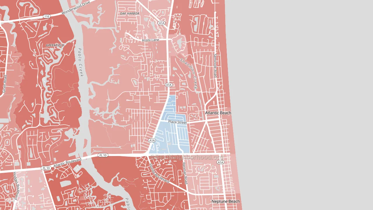 Atlantic Beaches, Atlantic Beach, FL block-group political-lean map