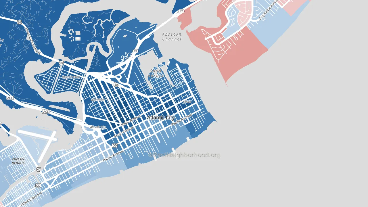Atlantic City Inlet, Atlantic City, NJ block-group political-lean map