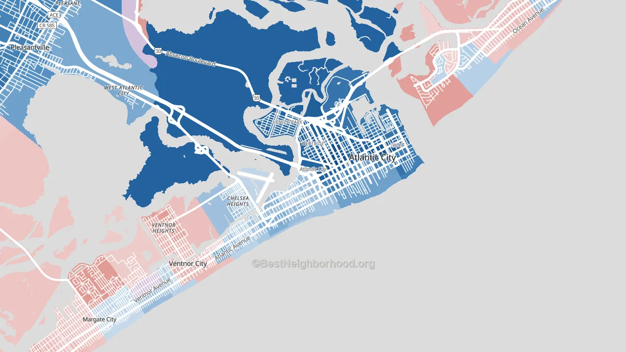 Atlantic City, NJ block-group political-lean map