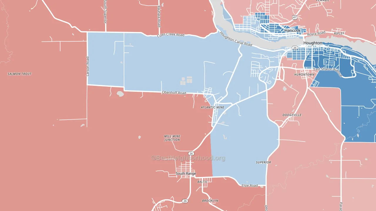Atlantic Mine, MI block-group political-lean map