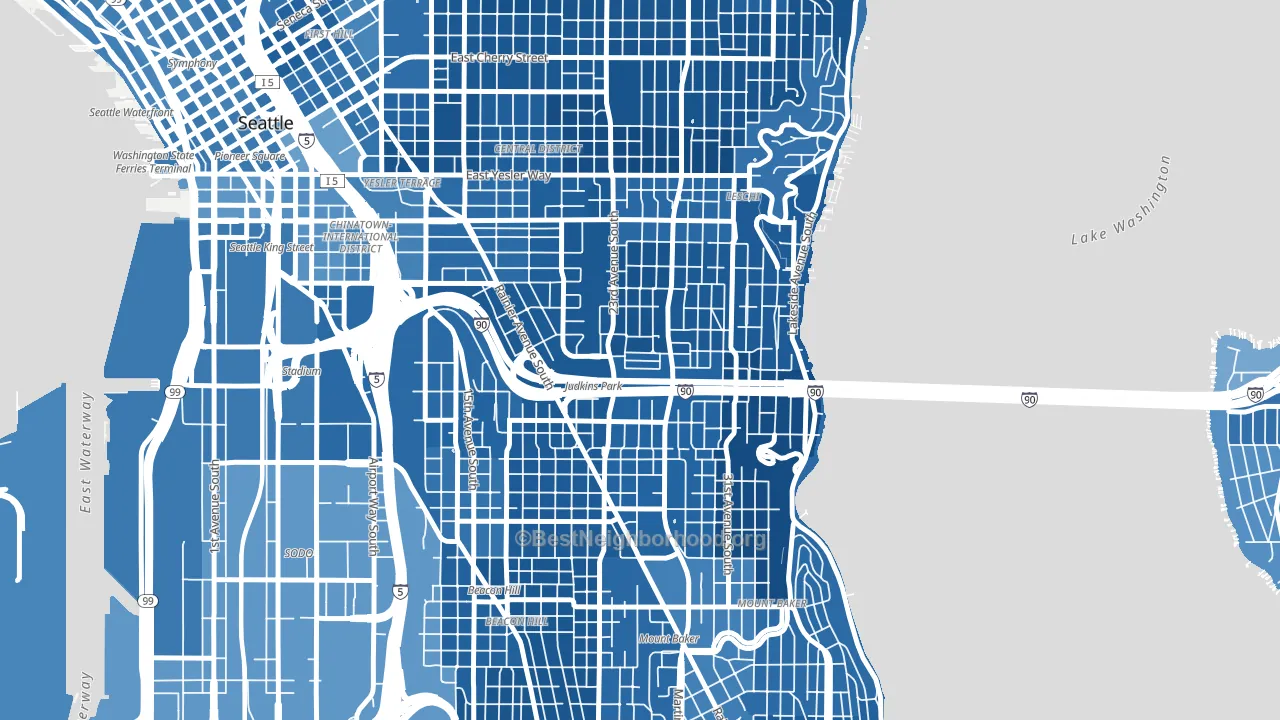 Atlantic, Seattle, WA block-group political-lean map