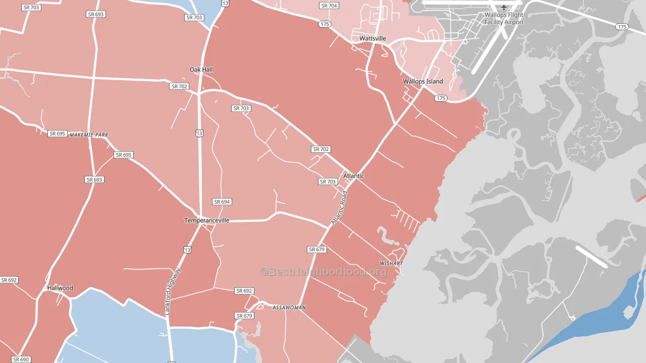 Atlantic, VA block-group political-lean map