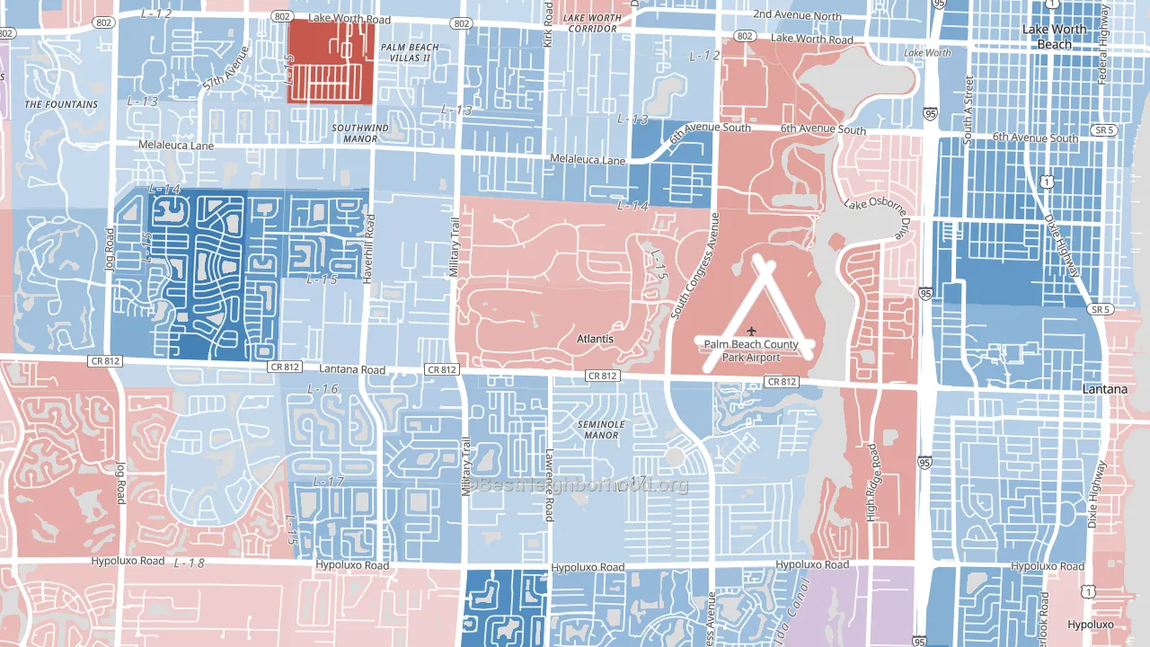 Atlantis, FL block-group political-lean map