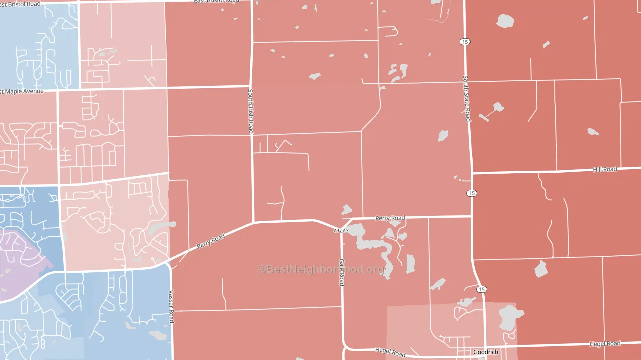 Atlas, MI block-group political-lean map