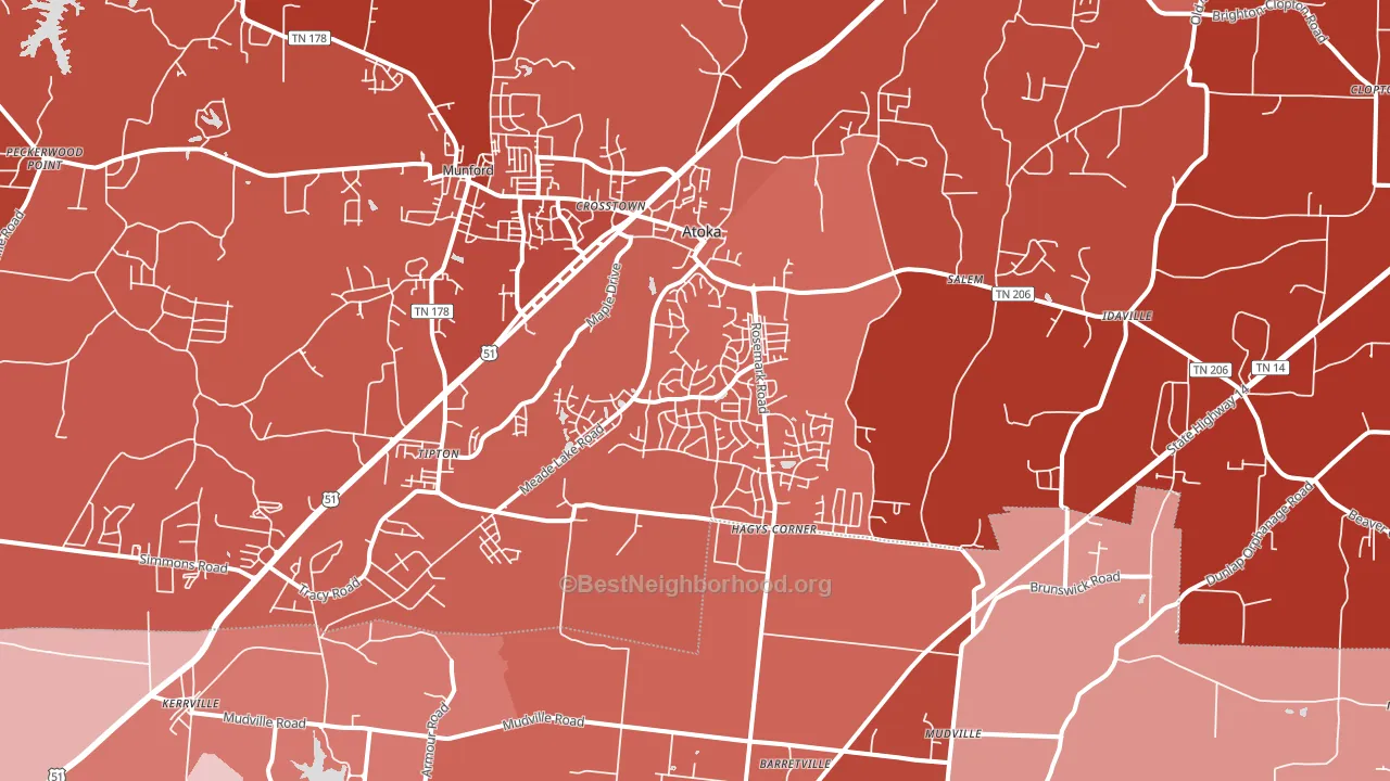 Atoka, TN block-group political-lean map