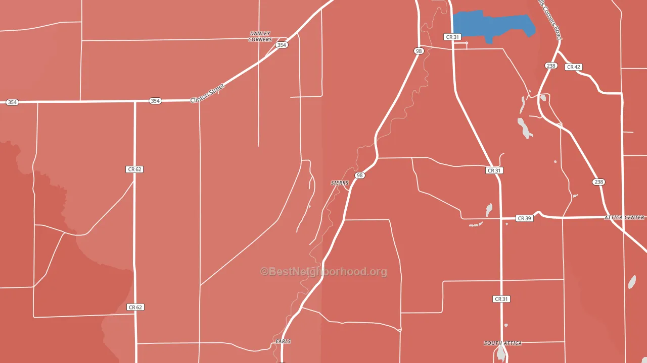 Attica Center, NY block-group political-lean map