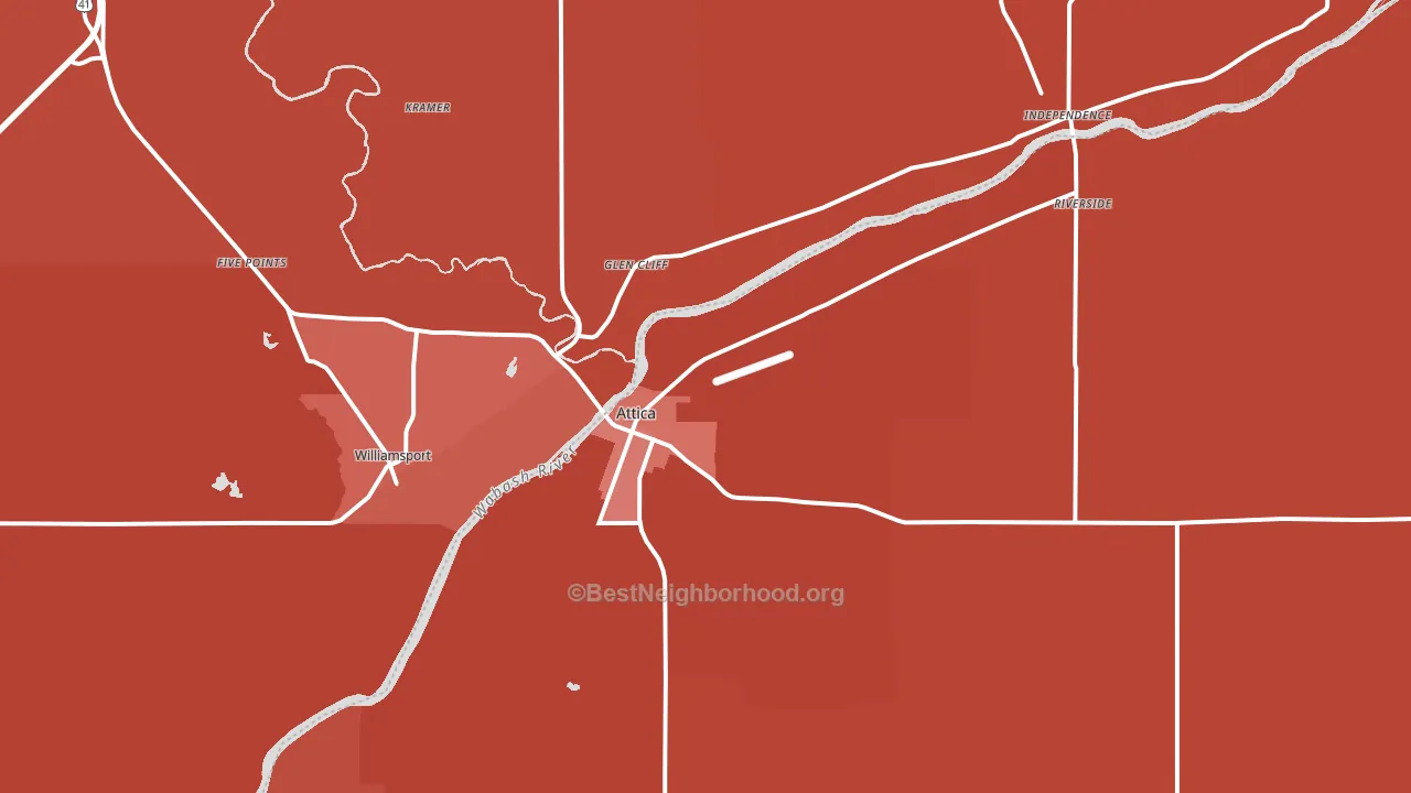 Attica, IN block-group political-lean map