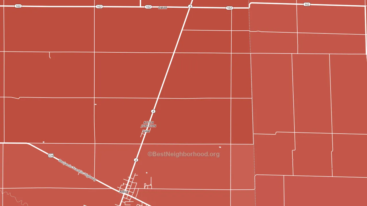 Attica Junction, OH block-group political-lean map