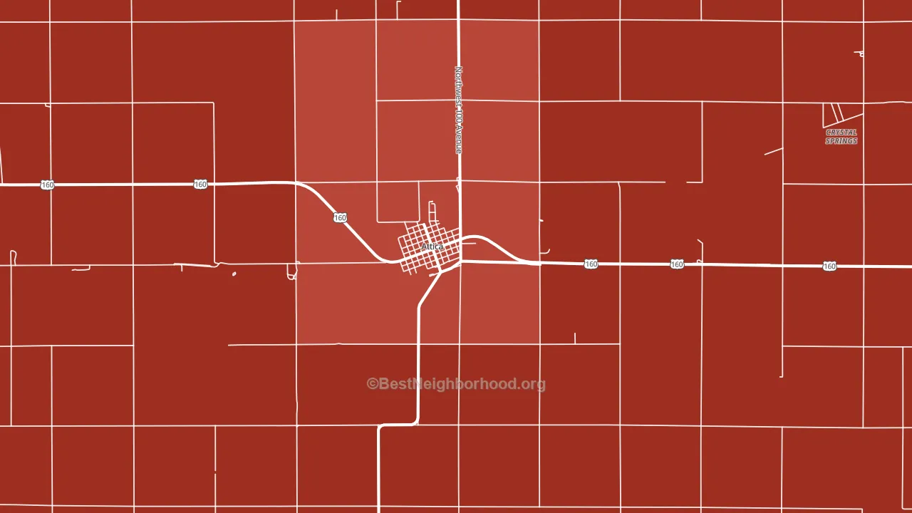 Attica, KS block-group political-lean map