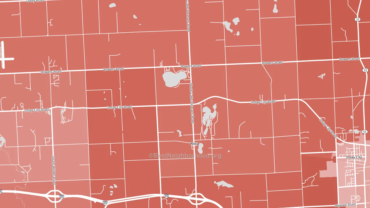 Attica, MI block-group political-lean map