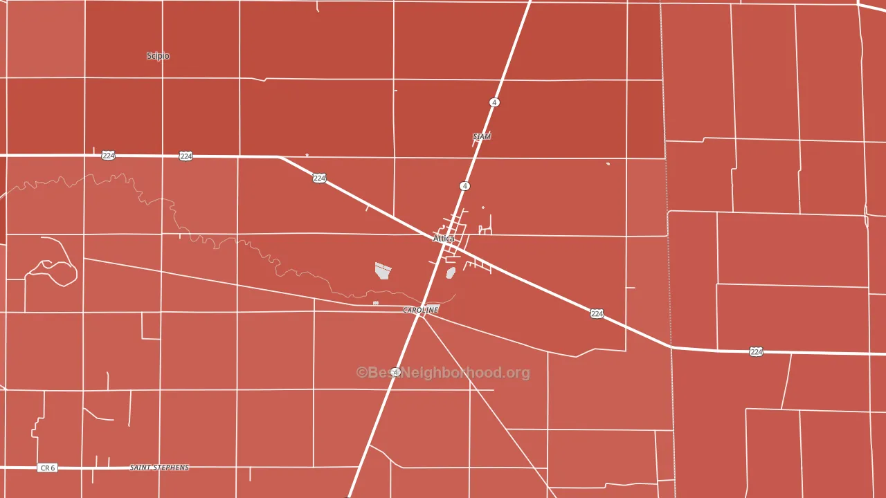 Attica, OH block-group political-lean map