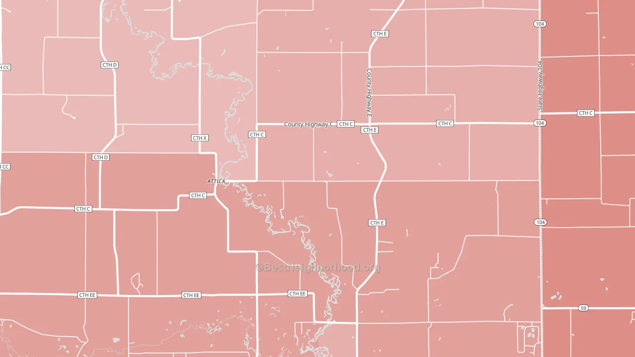 Attica, WI block-group political-lean map