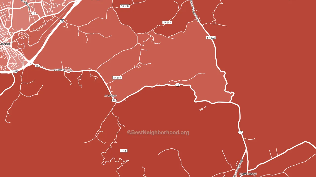 Attoway, VA block-group political-lean map