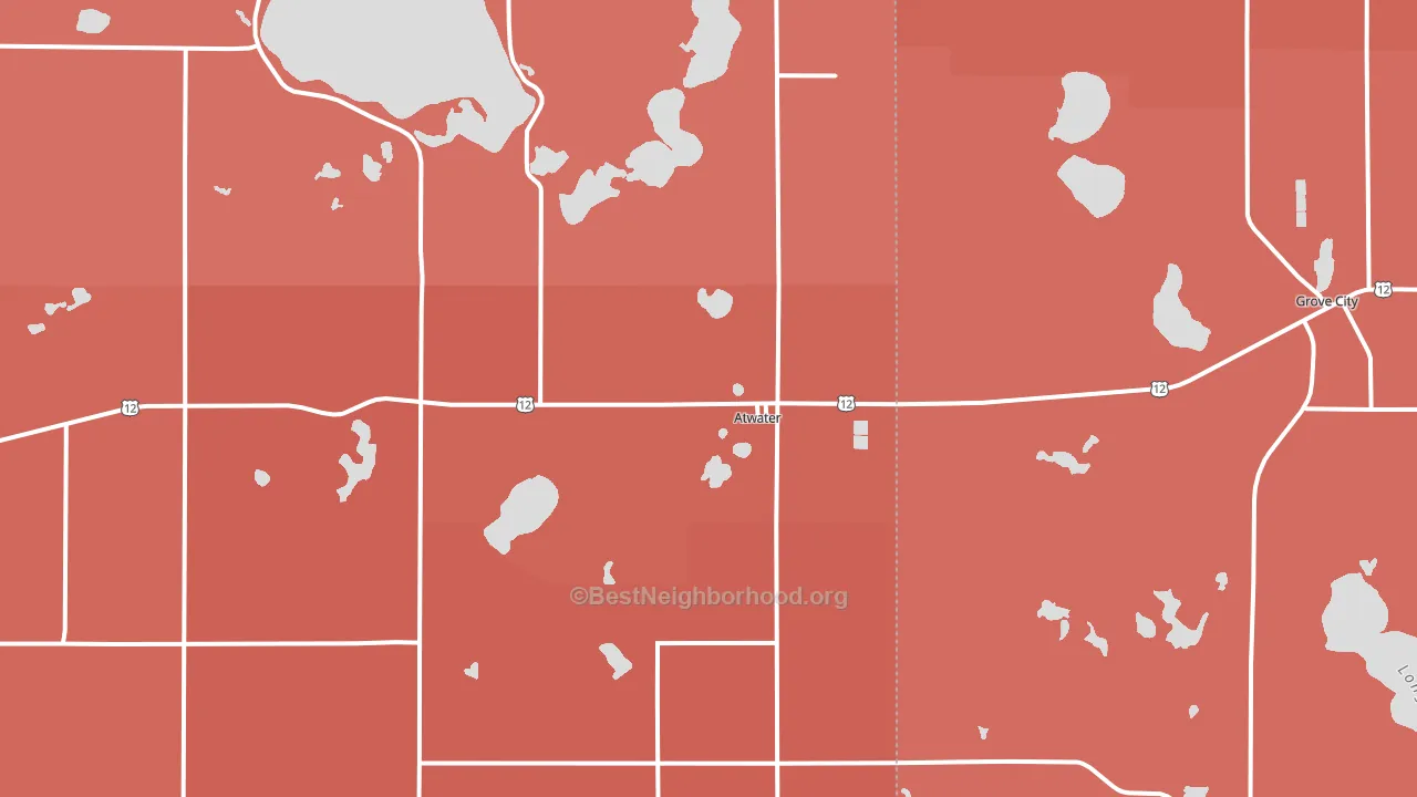 Atwater, MN block-group political-lean map