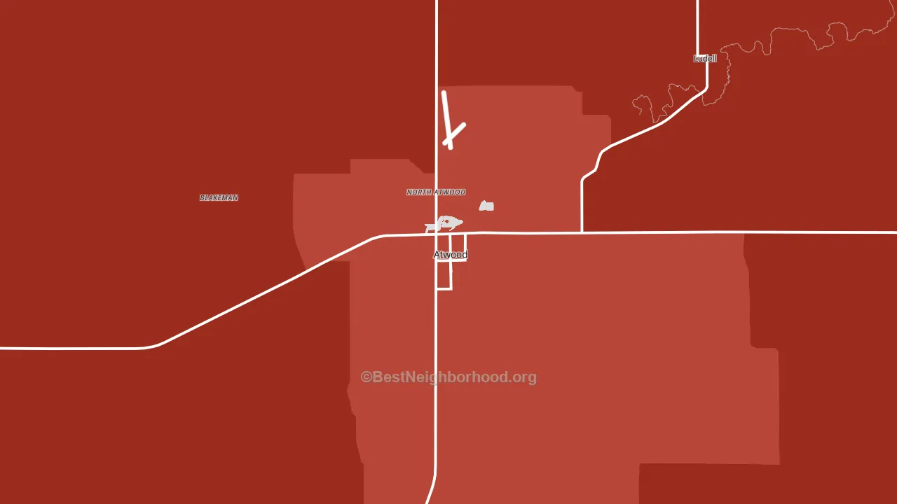 Atwood, KS block-group political-lean map