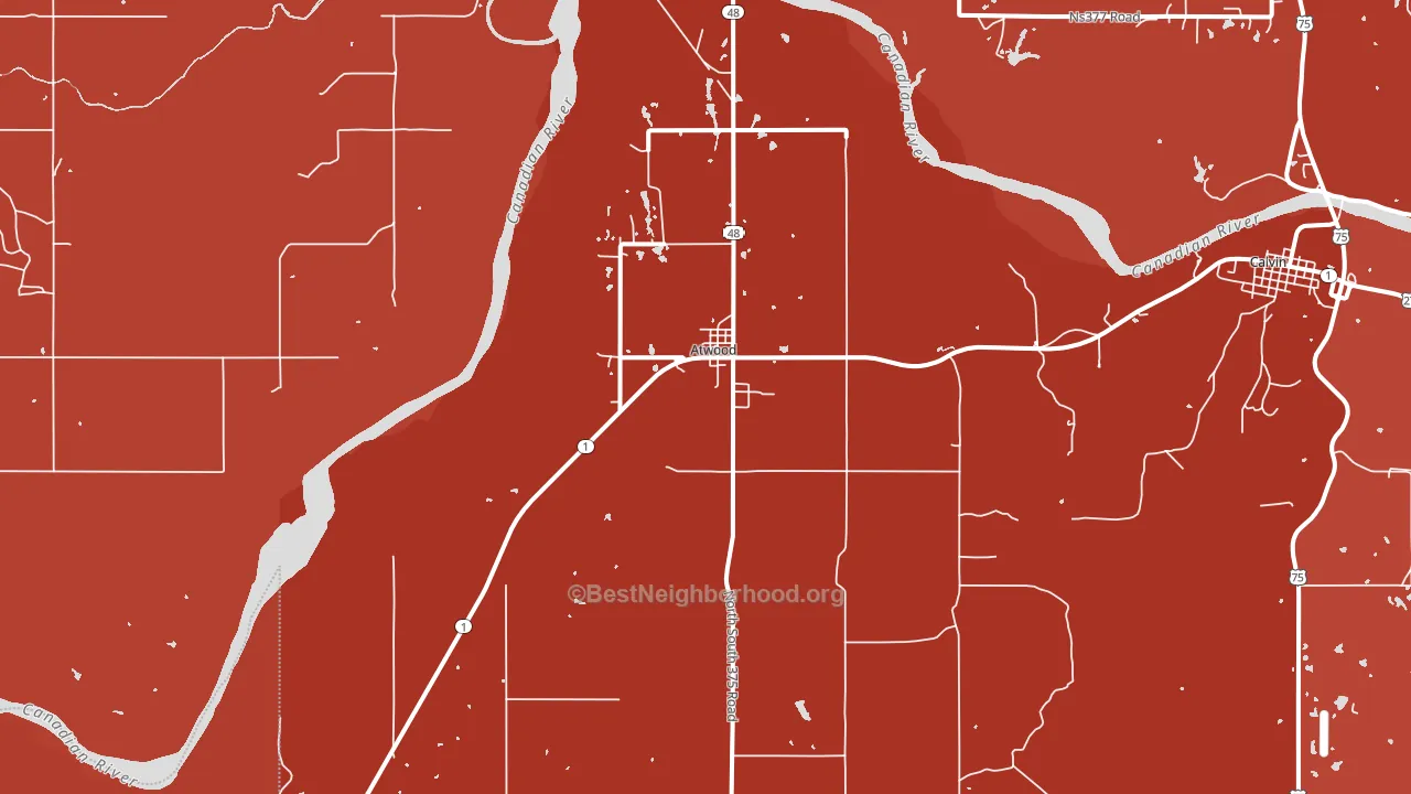 Atwood, OK block-group political-lean map
