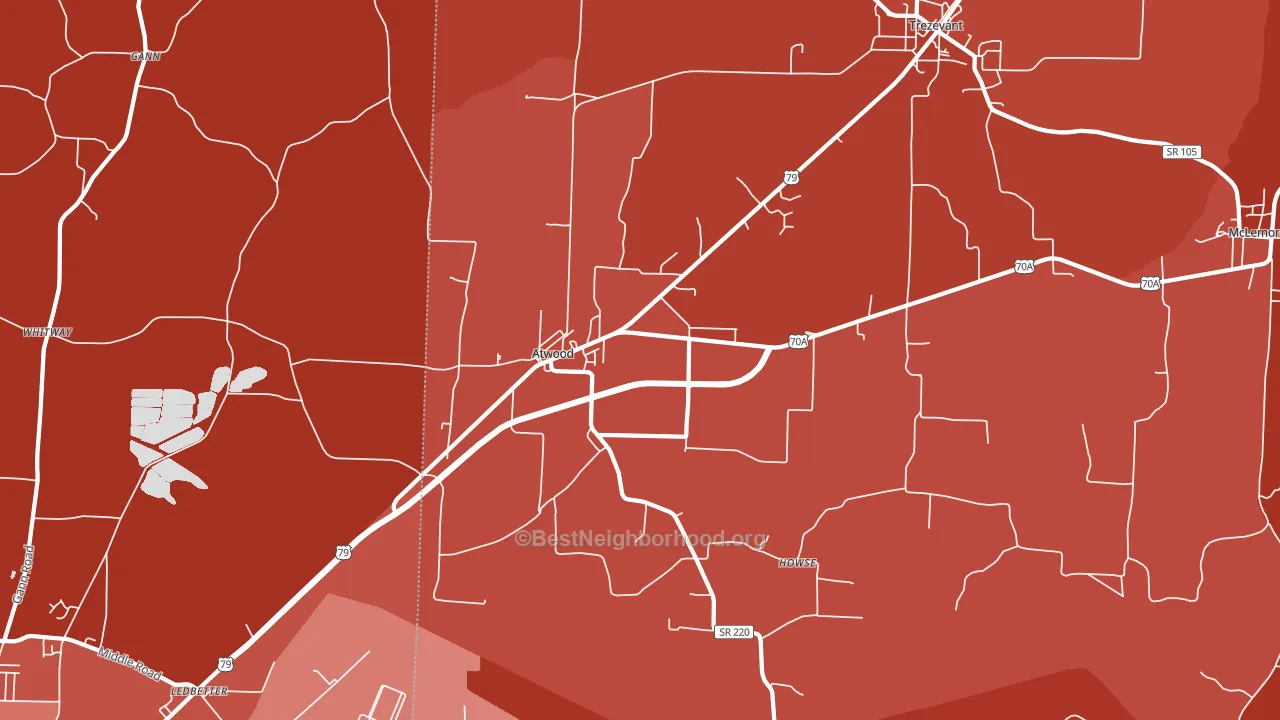 Atwood, TN block-group political-lean map