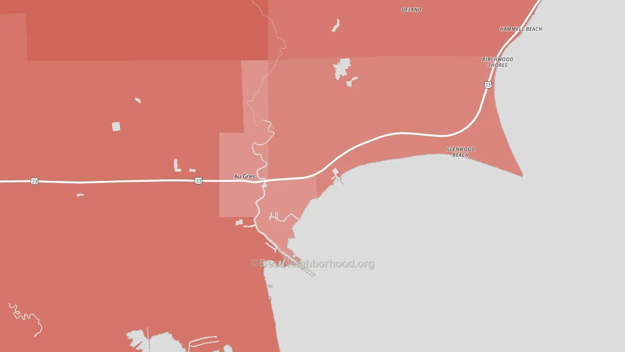 Au Gres, MI block-group political-lean map