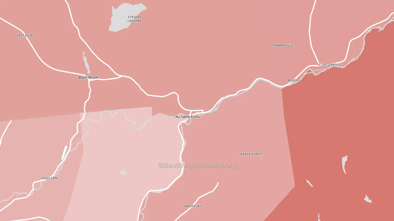 Au Sable Forks, NY block-group political-lean map