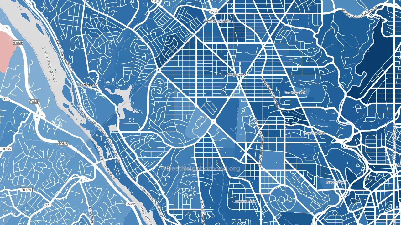 Au-Tenleytown, Washington, DC block-group political-lean map