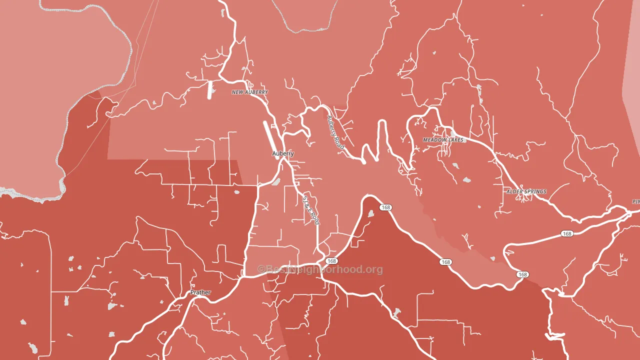 Auberry, CA block-group political-lean map