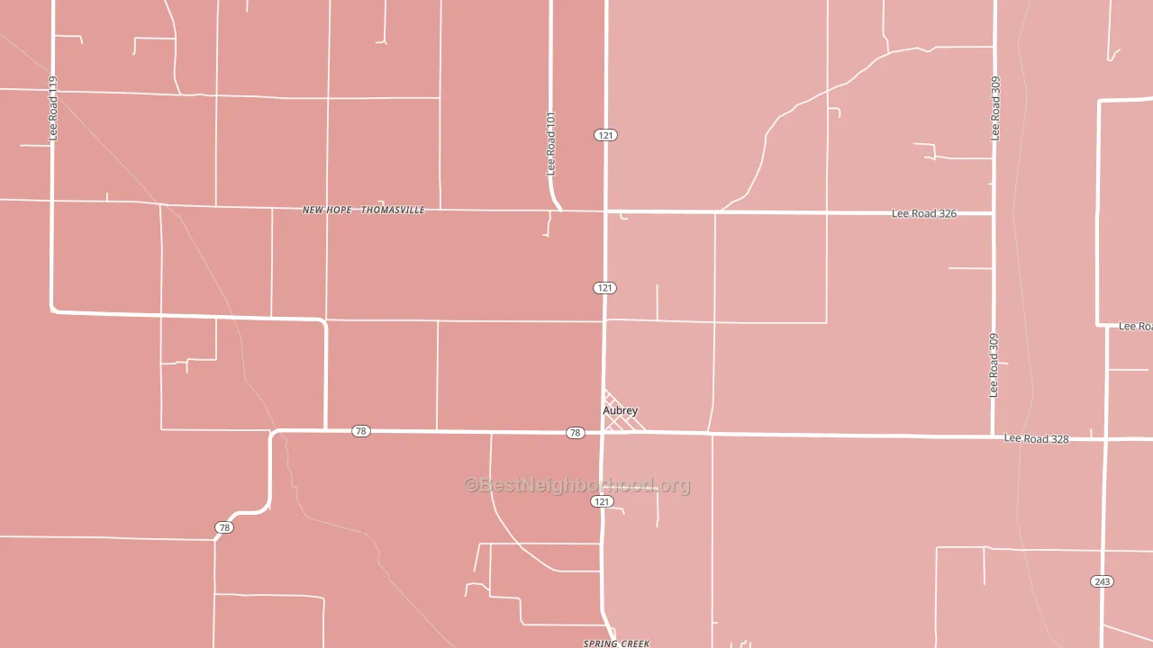 Aubrey, AR block-group political-lean map
