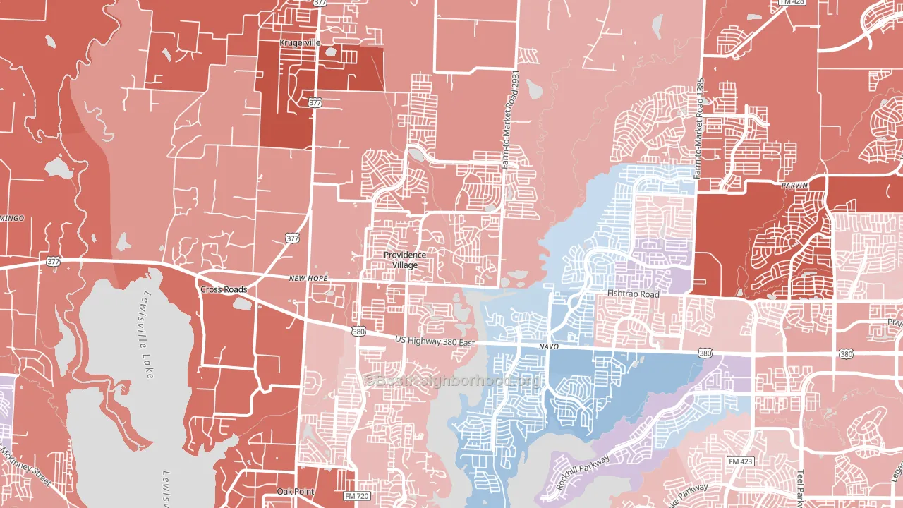 Aubrey, TX block-group political-lean map
