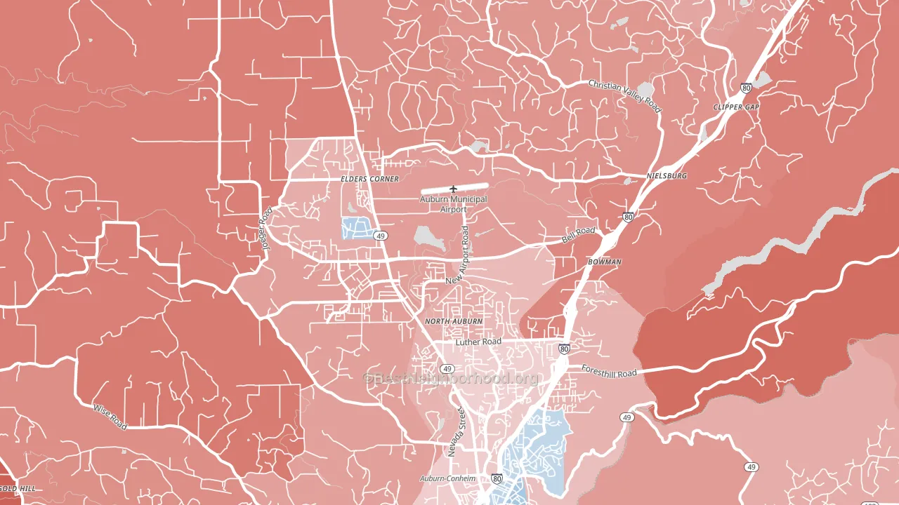Auburn, CA block-group political-lean map