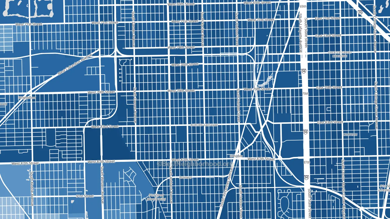 Auburn Gresham, Chicago, IL block-group political-lean map