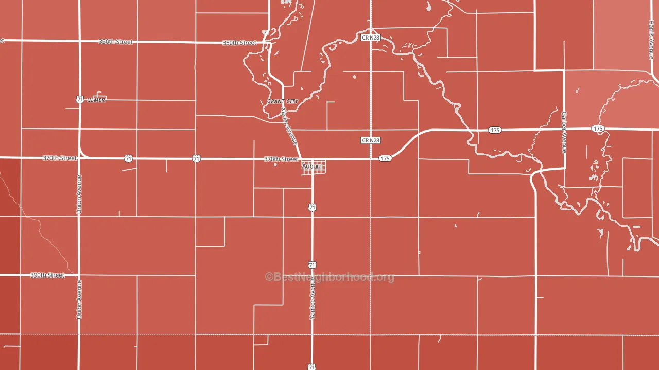 Auburn, IA block-group political-lean map