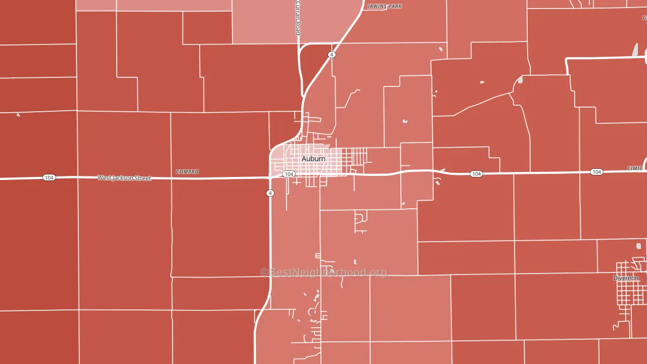 Auburn, IL block-group political-lean map