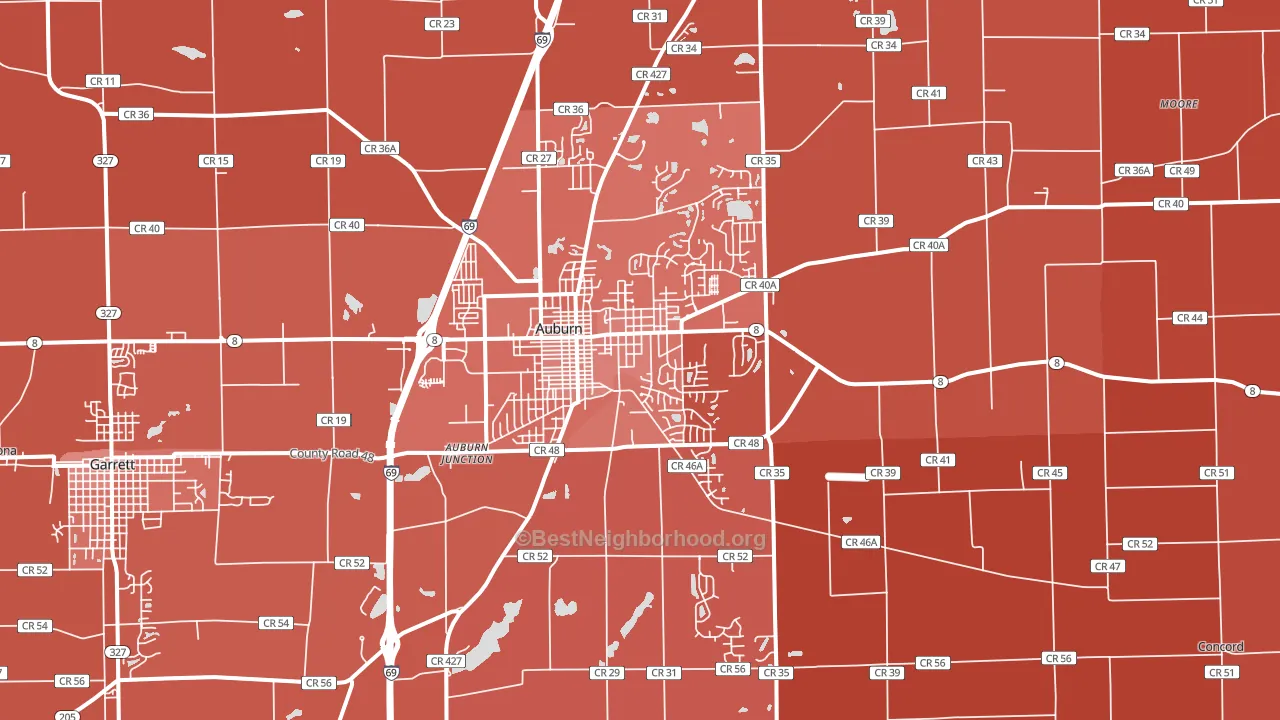 Auburn, IN block-group political-lean map
