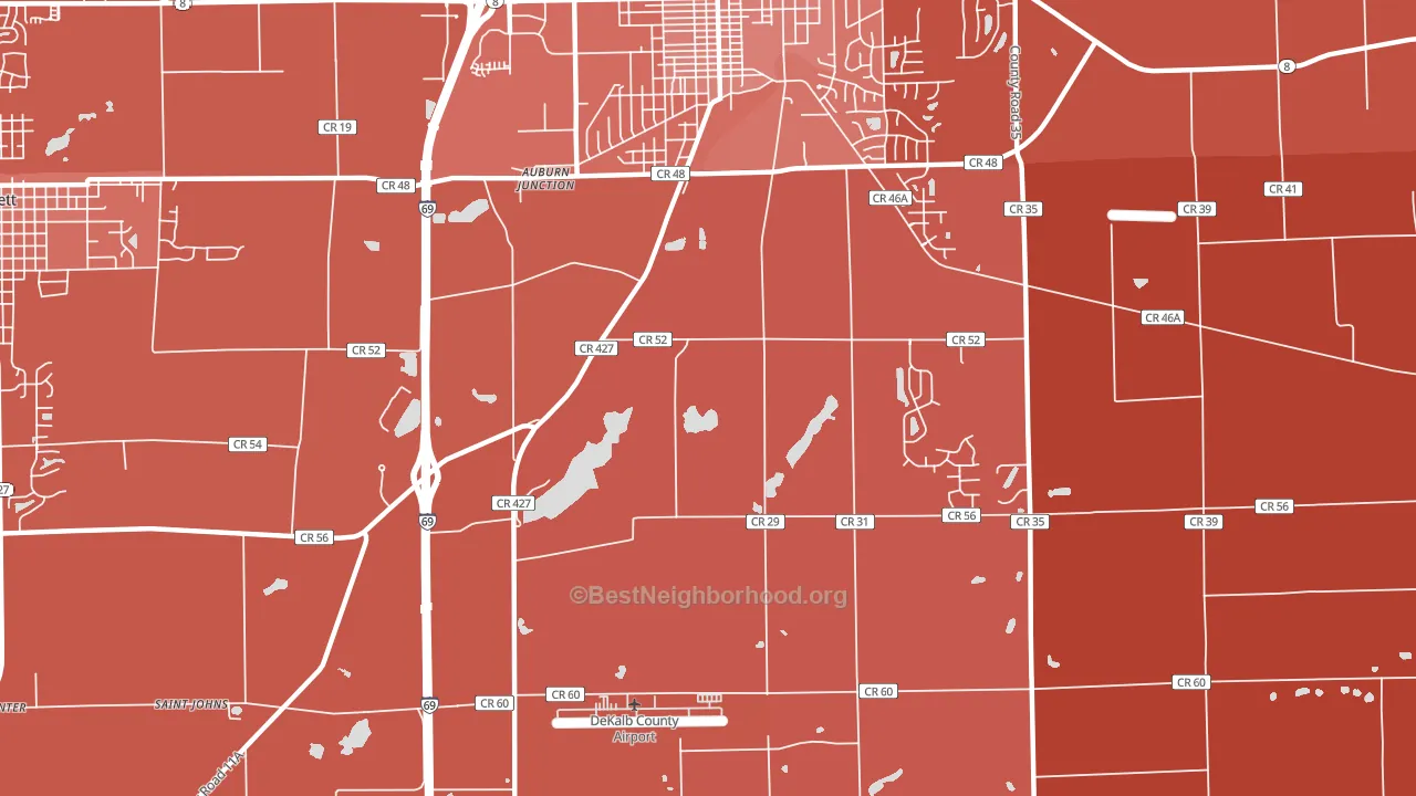 Auburn Junction, IN block-group political-lean map