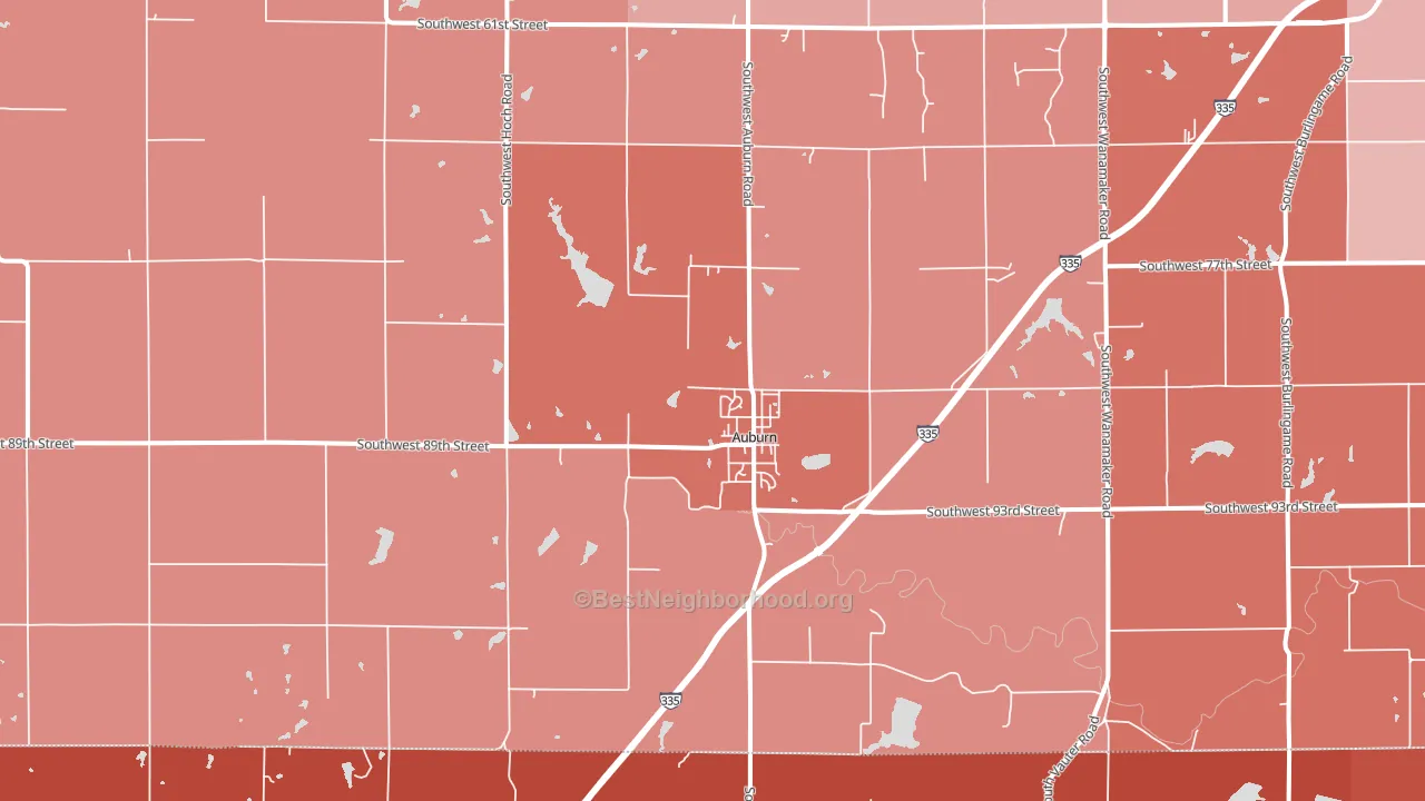 Auburn, KS block-group political-lean map
