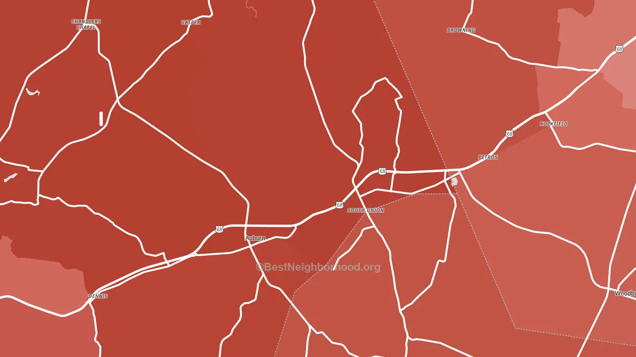 Auburn, KY block-group political-lean map