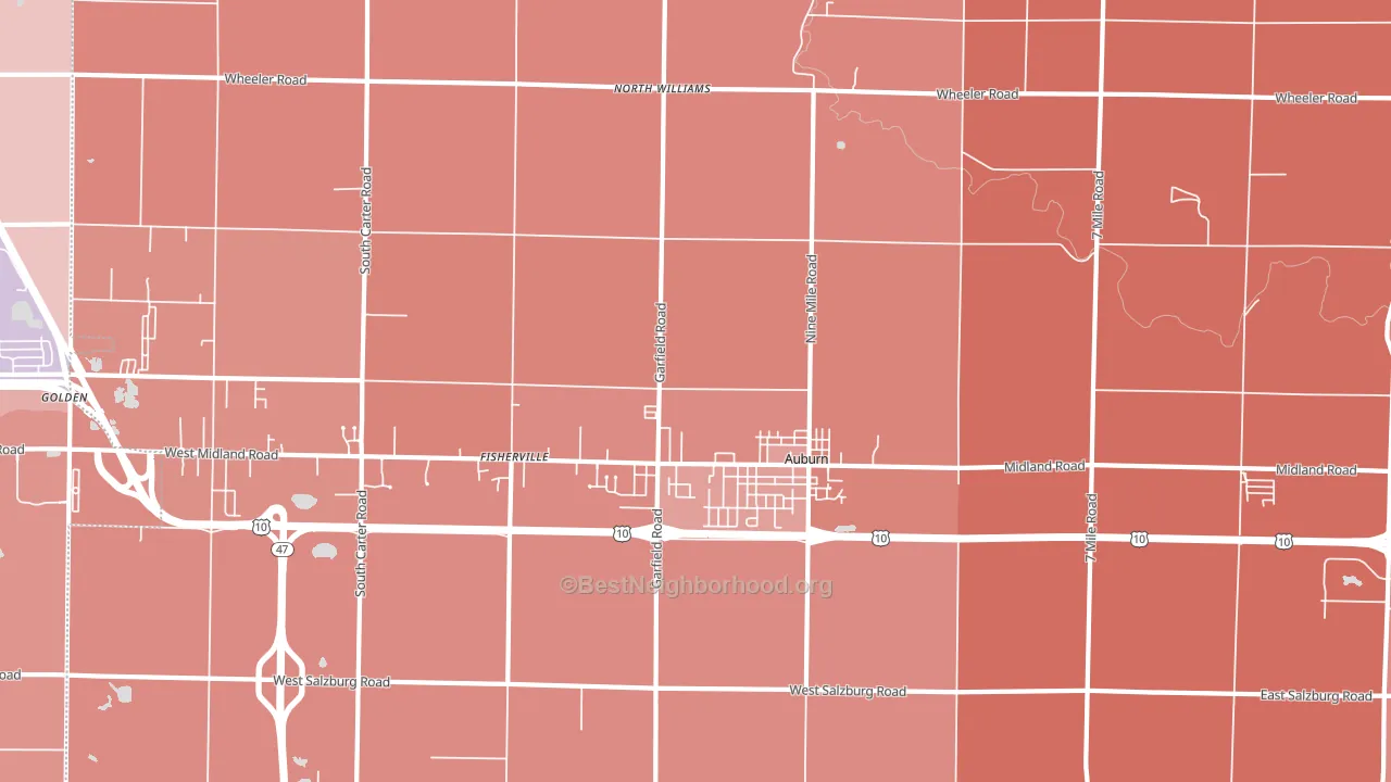 Auburn, MI block-group political-lean map
